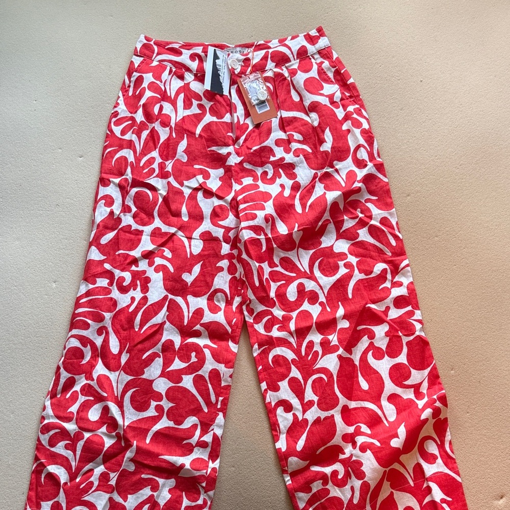RHODE Red and White Wide Leg Pants